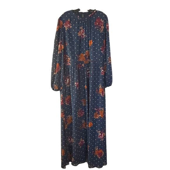 ModCloth Made Marvelous Floral Maxi Chiffon Dress Blue 3X Cottagecore Feminine - Picture 1 of 10